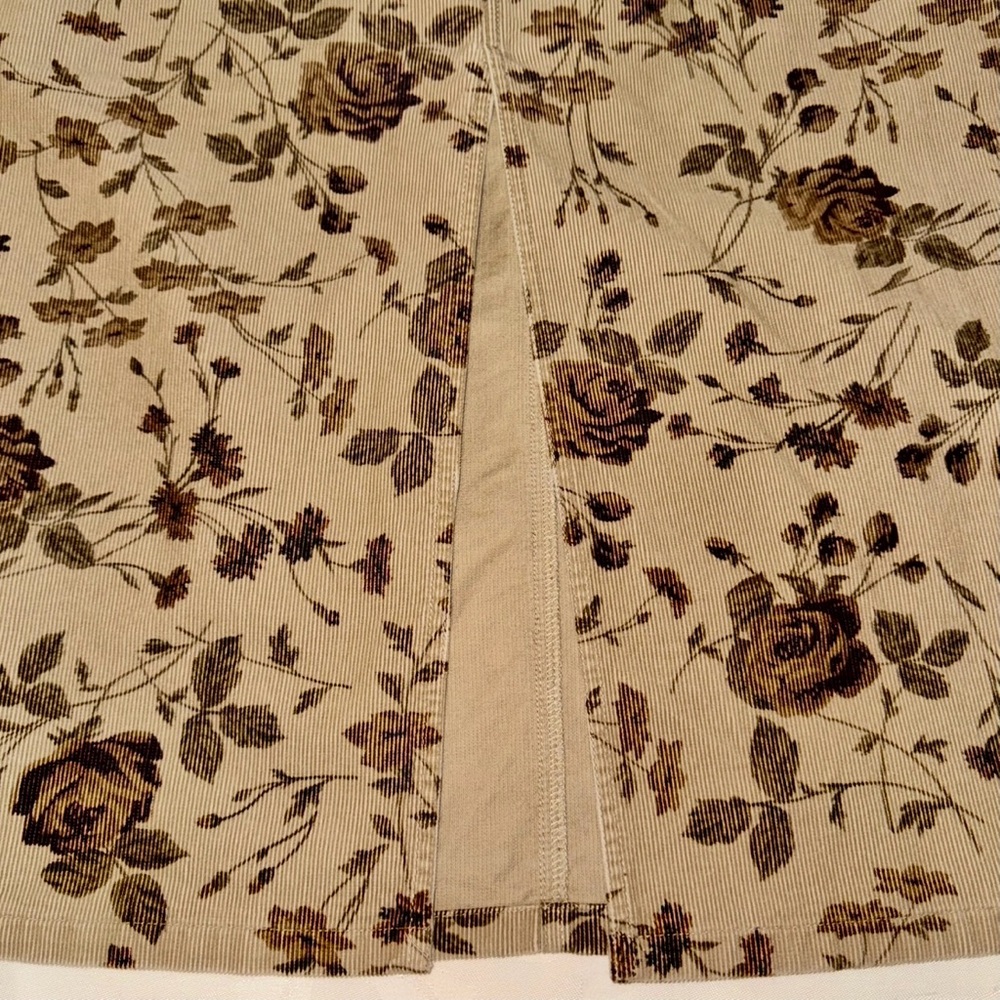 Eddie Bauer Y2K Tan Floral Jeans Style Corduroy Maxi Skirt, Sz 16P - Picture 9 of 14